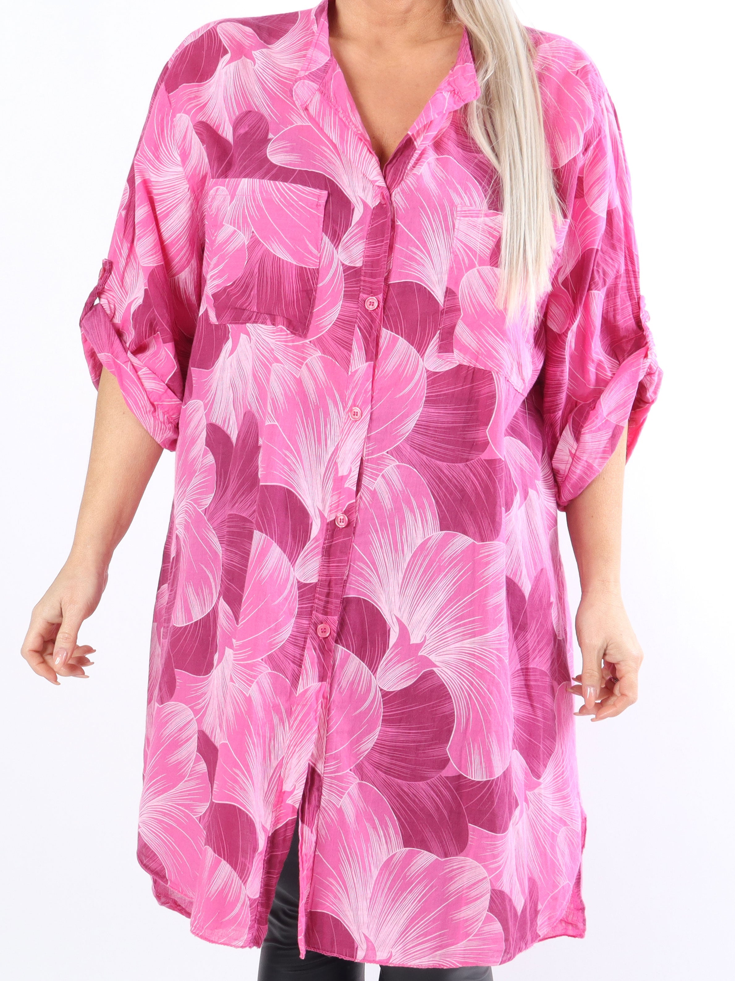 Silvana - Plus size skjorta i lätt mönstrat tyg